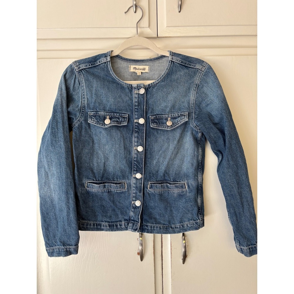 Madewell Denim Lady Jacket Womens Medium Wash Button Front Blue Size XS - Picture 2 of 12
